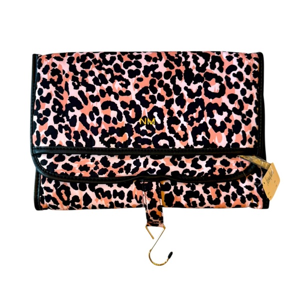 Neiman Marcus Hanging Valet Travel Toiletry Cosmetic Bag Pink Cheetah Print - Picture 4 of 8